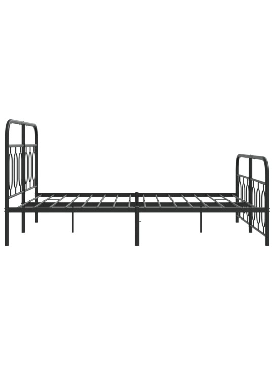 Gultas rāmis ar galvgali un kājgali, melns metāls, 140x190 cm