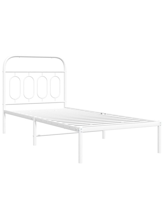 Gultas rāmis ar galvgali, balts metāls, 80x200 cm