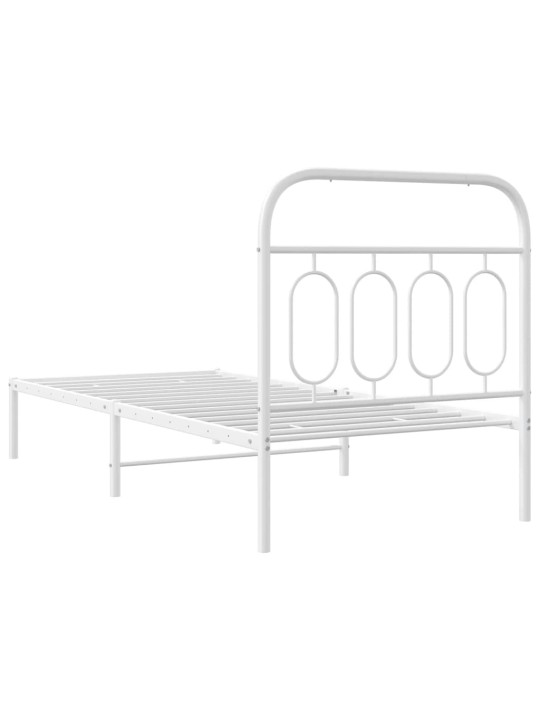 Gultas rāmis ar galvgali, balts metāls, 80x200 cm