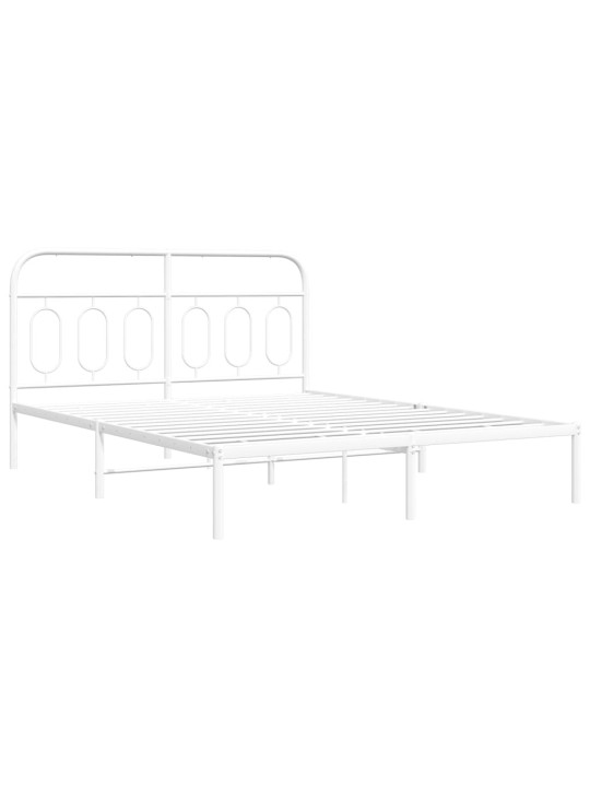 Gultas rāmis ar galvgali, balts metāls, 135x190 cm