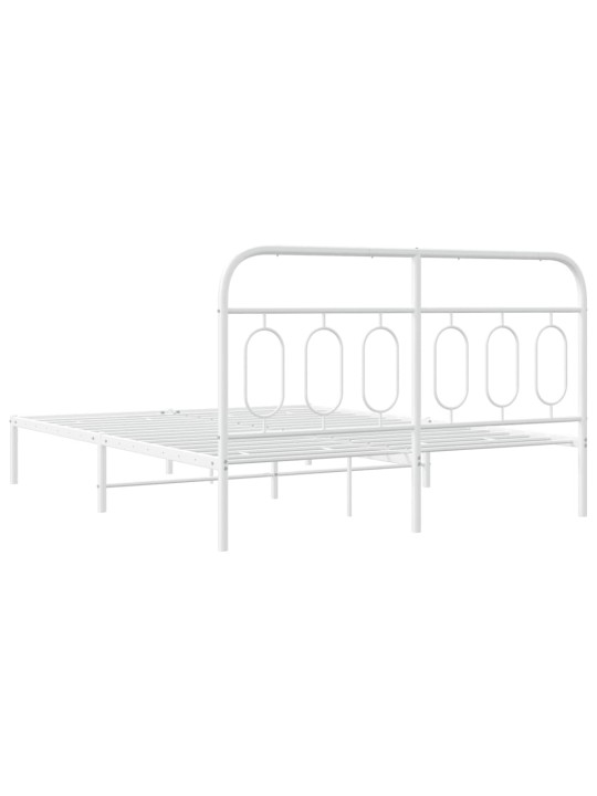 Gultas rāmis ar galvgali, balts metāls, 140x190 cm