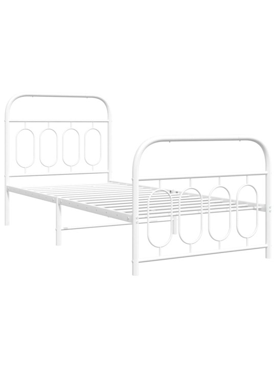 Gultas rāmis ar galvgali un kājgali, balts metāls, 80x200 cm