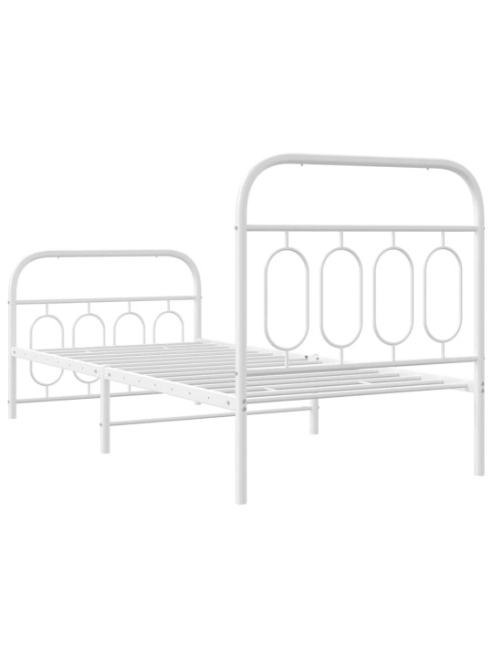 Gultas rāmis ar galvgali un kājgali, balts metāls, 80x200 cm