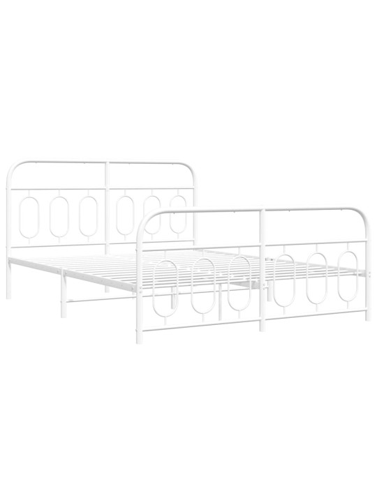 Gultas rāmis ar galvgali un kājgali, balts metāls, 140x200 cm