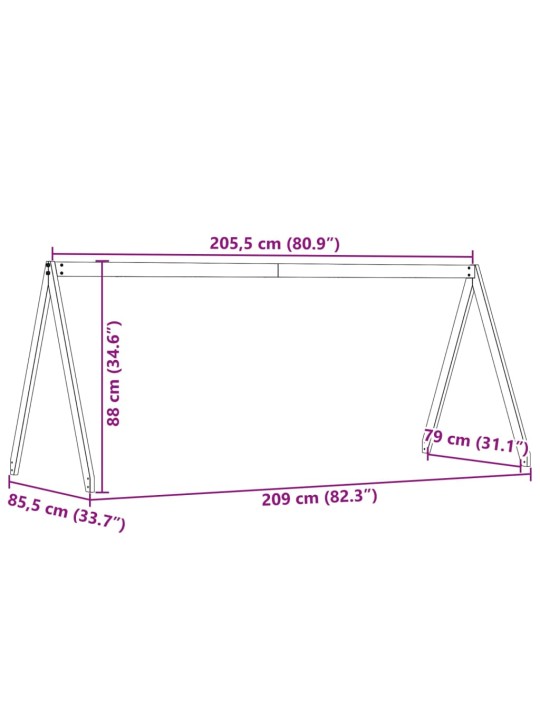 Bērnu gultas jumts, 209x85,5x88 cm, priedes masīvkoks