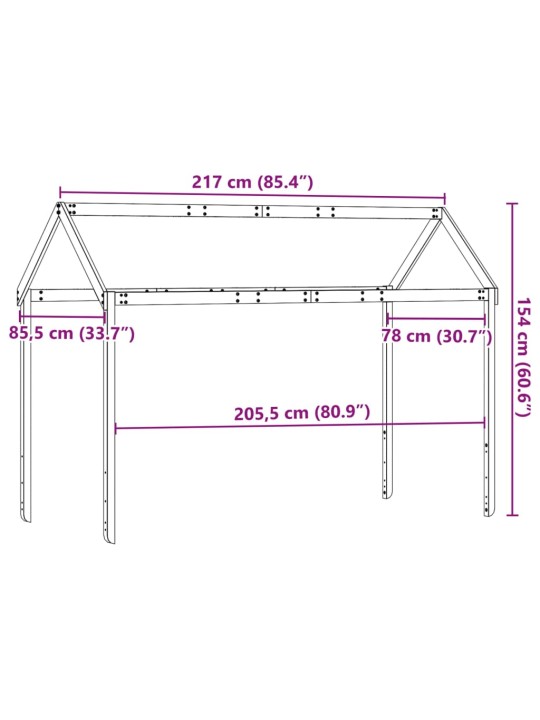 Bērnu gultas jumts, 217x85,5x154 cm, priedes masīvkoks