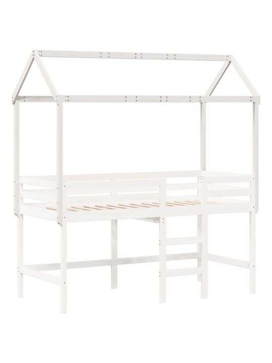 Bērnu gultas jumts, balts, 217x85,5x154 cm, priedes masīvkoks