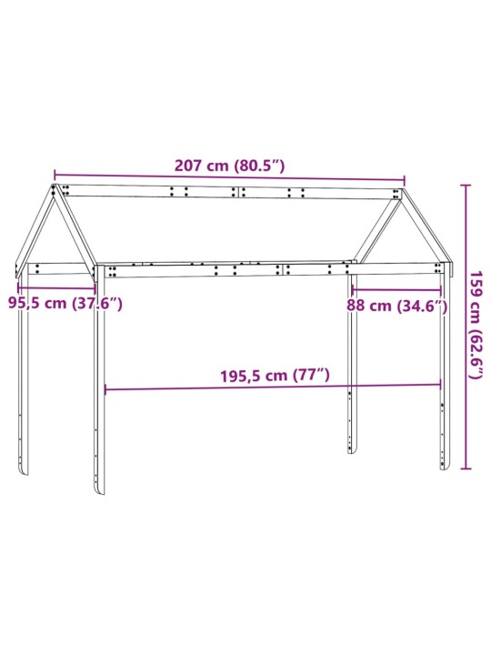 Bērnu gultas jumts, 207x95,5x159 cm, priedes masīvkoks