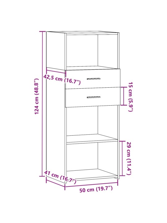 Augstais skapītis betonpelēks 50x42,5x124 cm inženierijas koks