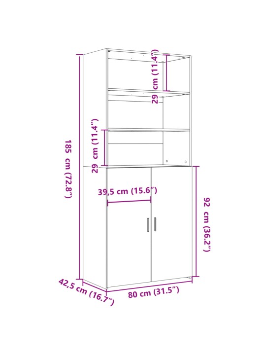 Augstais skapītis betonpelēks 80x42,5x185 inženierijas koks
