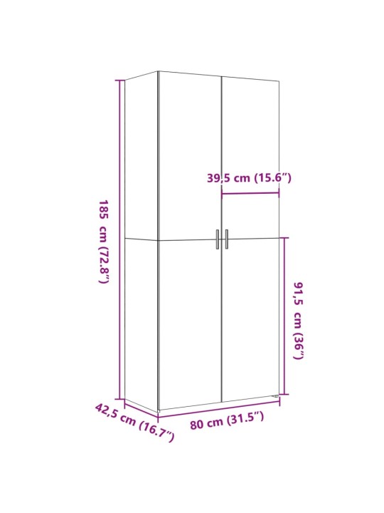 Augstais skapītis balts 80x42,5x185 inženierijas koks