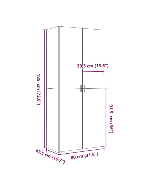 Augstais skapītis melns 80x42,5x185 inženierijas koks