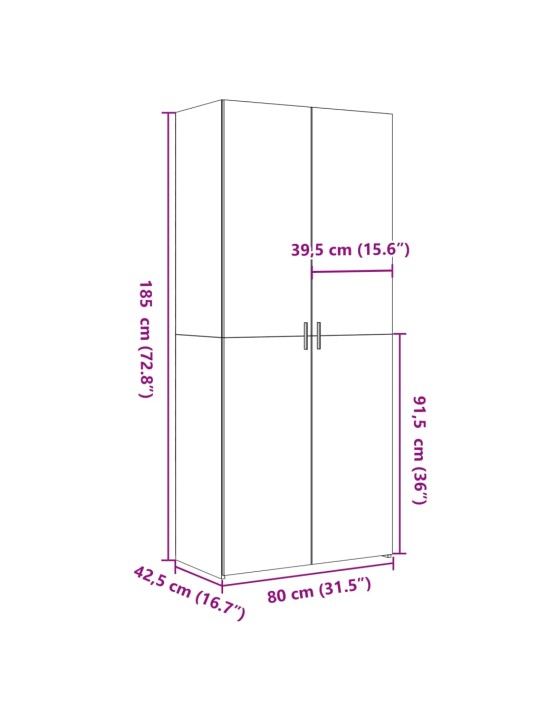Augstais skapītis koka krāsa 80x42,5x185 inženierijas koks