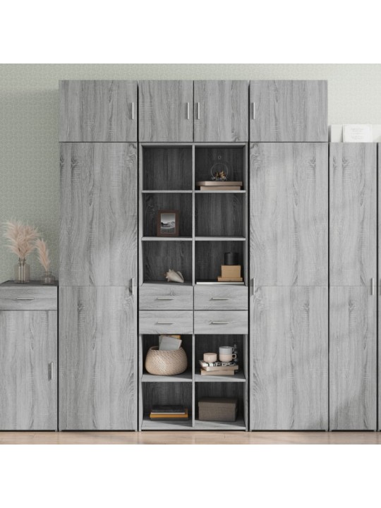 Augstais skapītis pelēka ozola 70x42,5x185 cm inženierijas koks