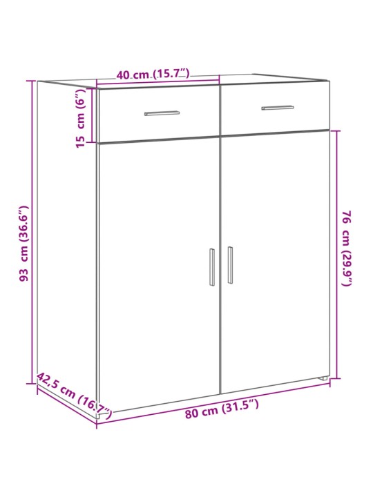 Kumode melns 80x42,5x93 cm inženierijas koks