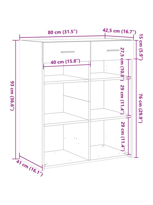 Plaukts ozolkoka krāsa 80x42,5x93 cm inženierijas koks