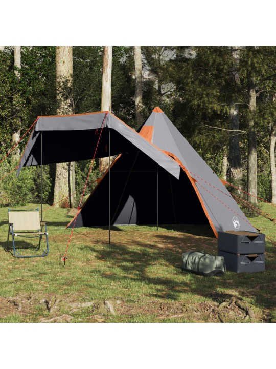 Kempinga telts, tipi, 5 personām, pelēka, ūdensnecaurlaidīga