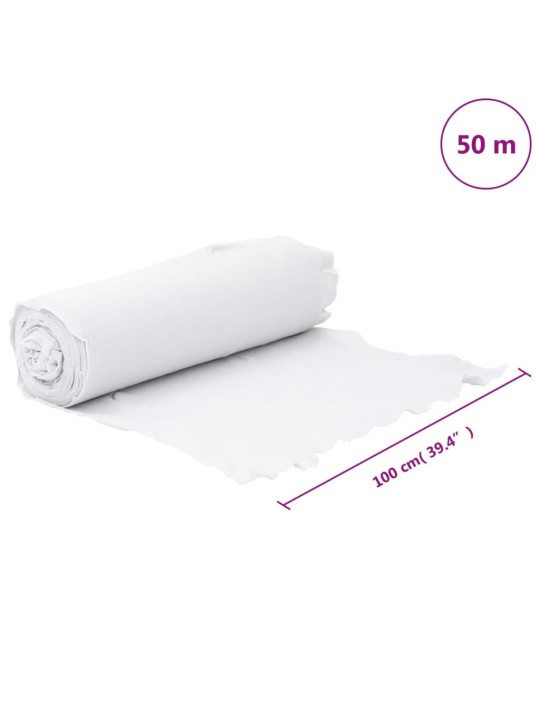 Ģeotekstila membrāna, balta, 1 x 50 m, poliestera šķiedra
