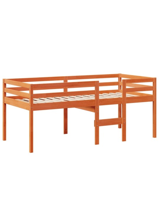 Augstā gulta ar jumtu vaska brūnas 80x200 cm priedes masīvkoks