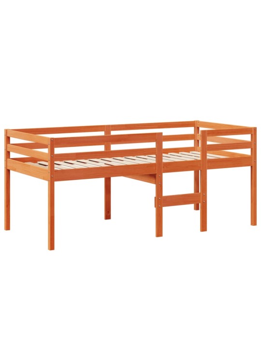 Augstā gulta ar jumtu vaska brūnas 75x190 cm priedes masīvkoks