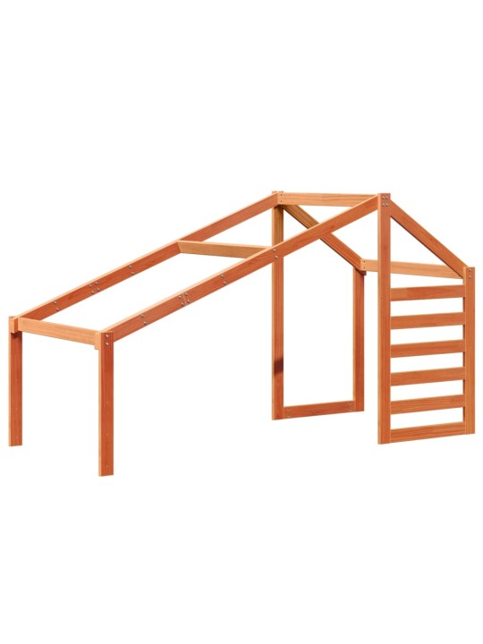 Augstā gulta ar jumtu vaska brūnas 75x190 cm priedes masīvkoks