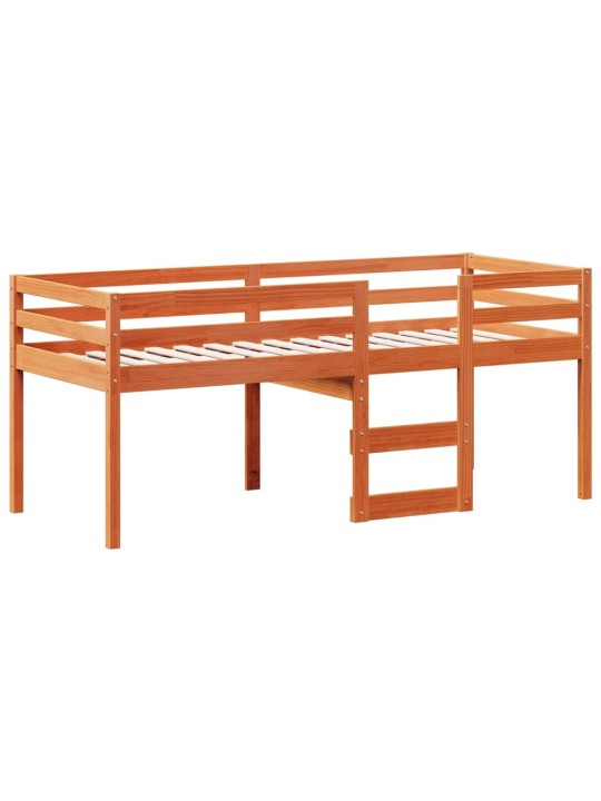 Augstā gulta ar jumtu vaska brūnas 80x200 cm priedes masīvkoks