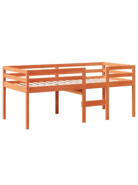 Augstā gulta ar jumtu vaska brūnas 80x200 cm priedes masīvkoks