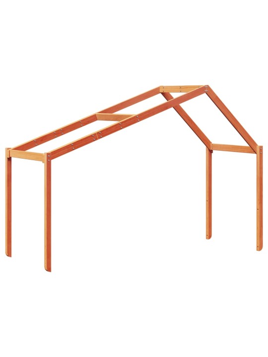 Augstā gulta ar jumtu vaska brūnas 80x200 cm priedes masīvkoks