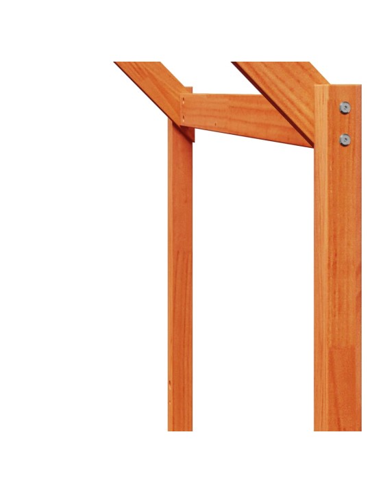 Augstā gulta ar jumtu vaska brūnas 80x200 cm priedes masīvkoks