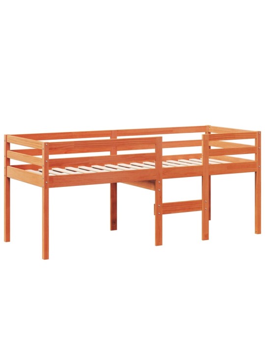 Augstā gulta ar jumtu vaska brūnas 90x200 cm priedes masīvkoks