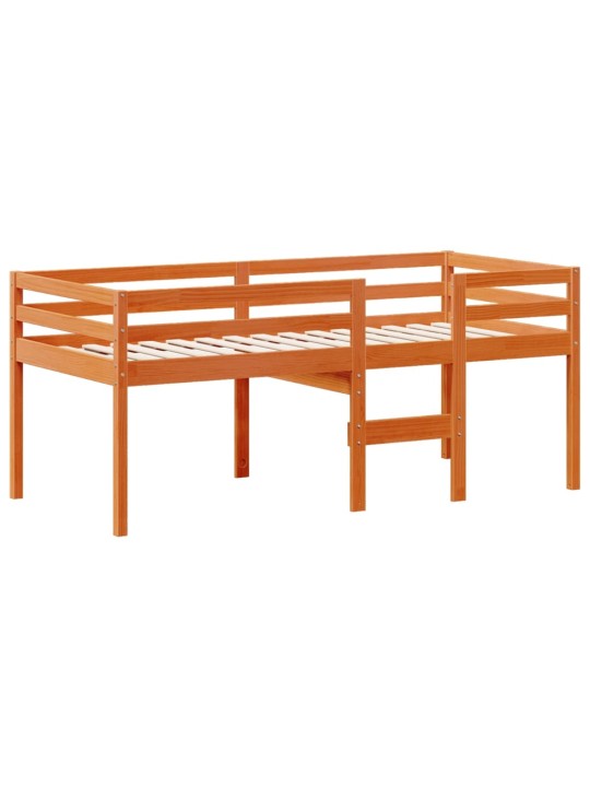 Augstā gulta ar jumtu vaska brūnas 80x200 cm priedes masīvkoks