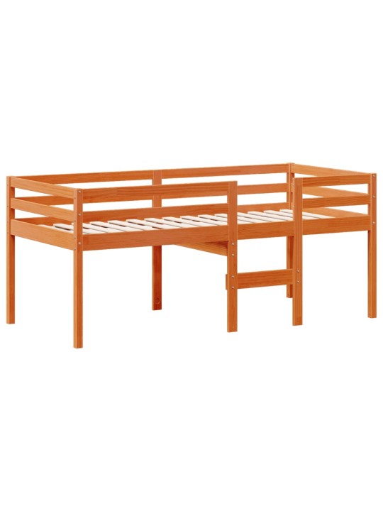 Augstā gulta ar jumtu vaska brūnas 75x190 cm priedes masīvkoks