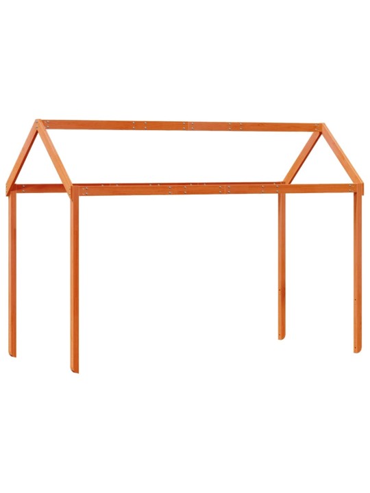 Augstā gulta ar jumtu vaska brūnas 75x190 cm priedes masīvkoks