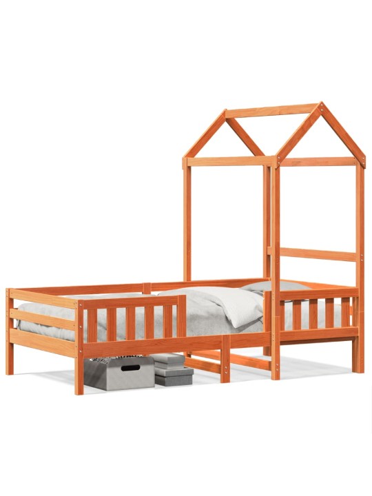Gultas rāmis ar jumtu vaska brūnas 100x200 cm priedes masīvkoks