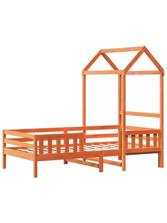 Gultas rāmis ar jumtu vaska brūnas 100x200 cm priedes masīvkoks