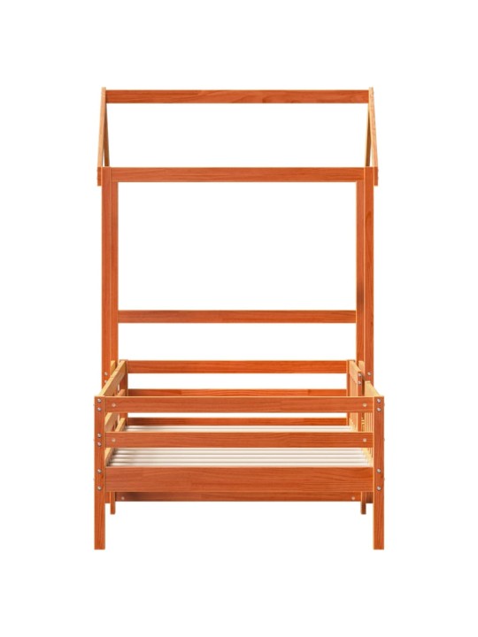 Gultas rāmis ar jumtu vaska brūnas 100x200 cm priedes masīvkoks