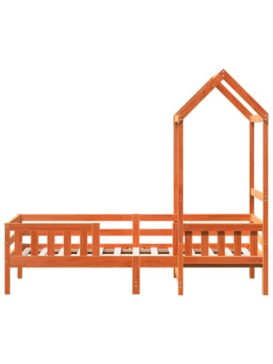 Gultas rāmis ar jumtu vaska brūnas 100x200 cm priedes masīvkoks