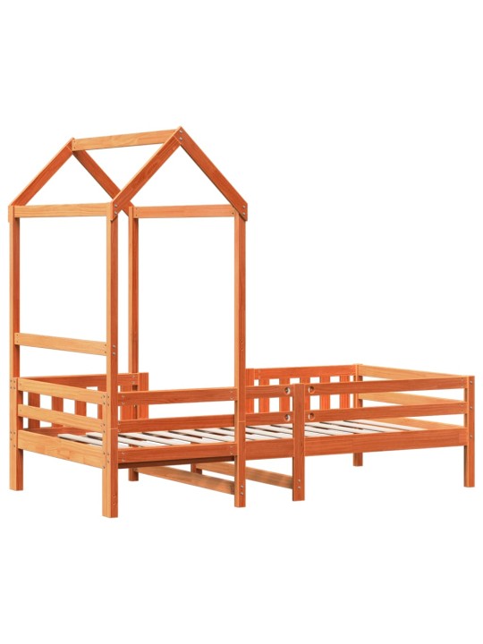 Gultas rāmis ar jumtu vaska brūnas 100x200 cm priedes masīvkoks
