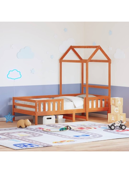 Gultas rāmis ar jumtu vaska brūnas 100x200 cm priedes masīvkoks