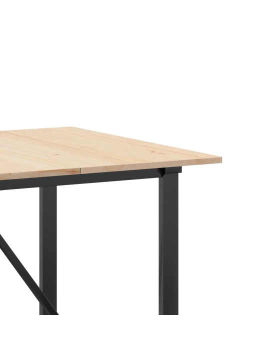 Virtuves galds, o-rāmis, 180x90x75 cm, priedes koks, tērauds