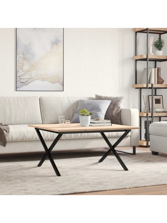 Kafijas galdiņš, x-rāmis, 80x80x45 cm, priedes koks, tērauds