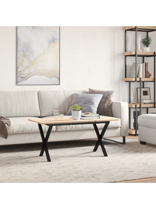 Kafijas galdiņš, x-rāmis, 90x40x45 cm, priedes koks, tērauds