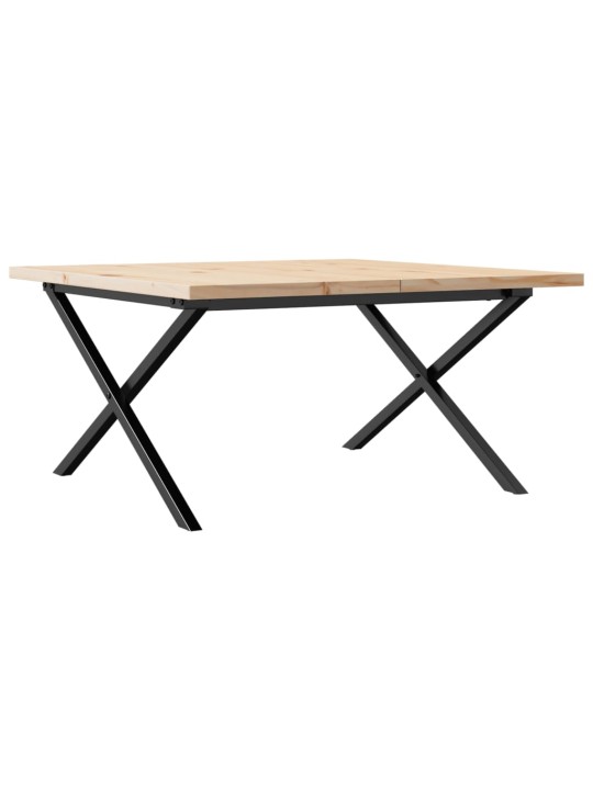 Kafijas galdiņš, x-rāmis, 80x80x45,5 cm, priedes koks, tērauds