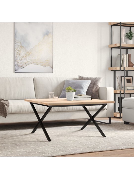 Kafijas galdiņš, x-rāmis, 80x80x45,5 cm, priedes koks, tērauds