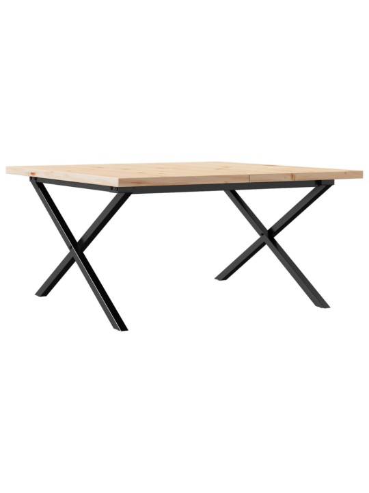Kafijas galdiņš, x-rāmis, 80x80x45,5 cm, priedes koks, tērauds