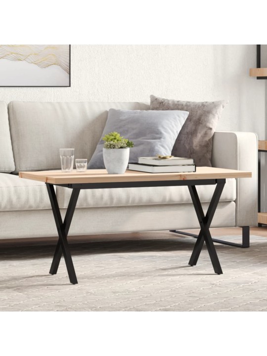 Kafijas galdiņš, x-rāmis, 90x40x45,5 cm, priedes koks, tērauds