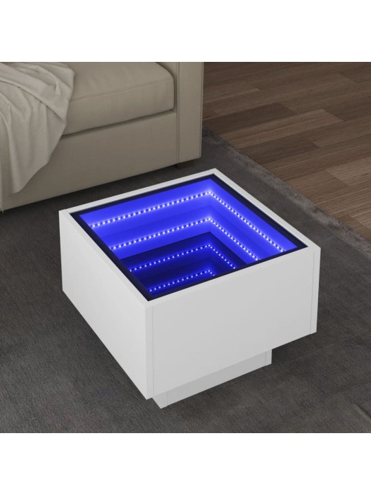 Kafijas galdiņš, ar led, balts, 40x40x30 cm, inženierijas koks