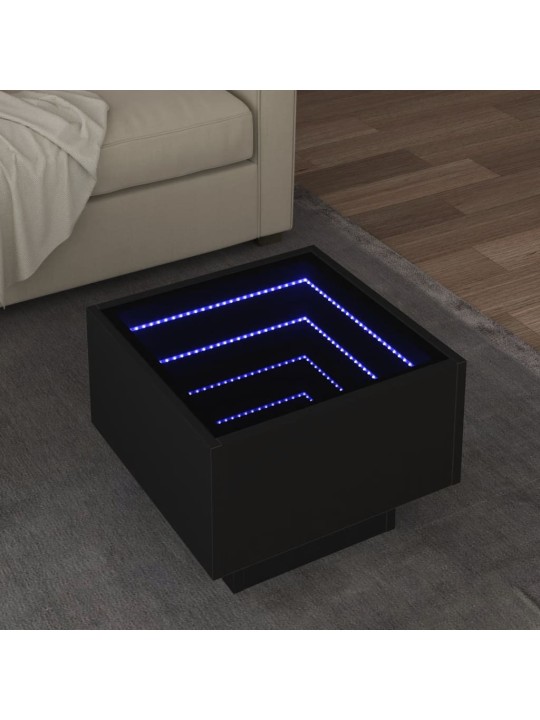 Kafijas galdiņš ar led, melns, 40x40x30 cm, inženierijas koks