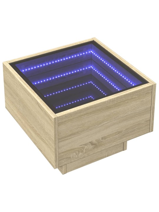 Kafijas galdiņš ar led, ozola, 40x40x30 cm, inženierijas koks