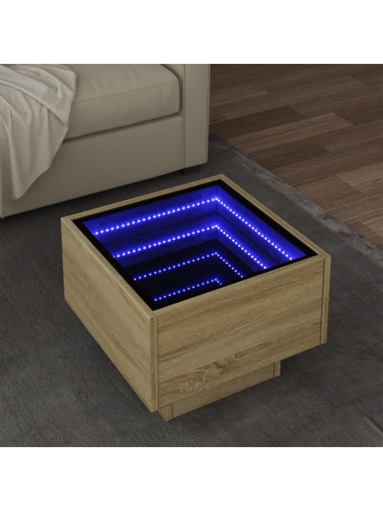 Kafijas galdiņš ar led, ozola, 40x40x30 cm, inženierijas koks
